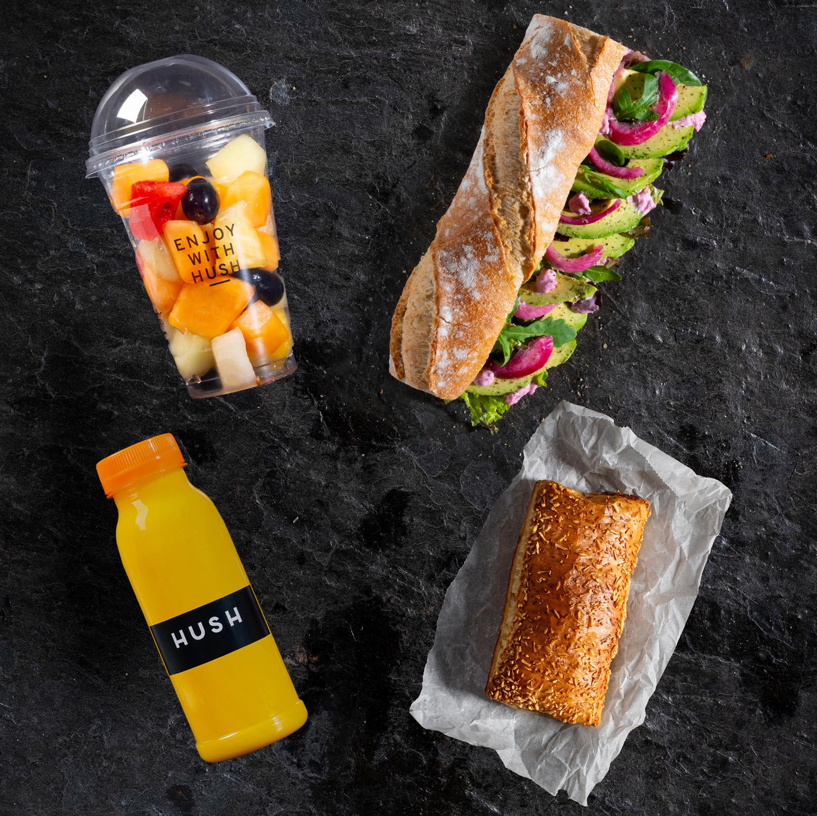 Luxe gevulde vergaderbox van Hush lunchroom voor zakelijke lunch.