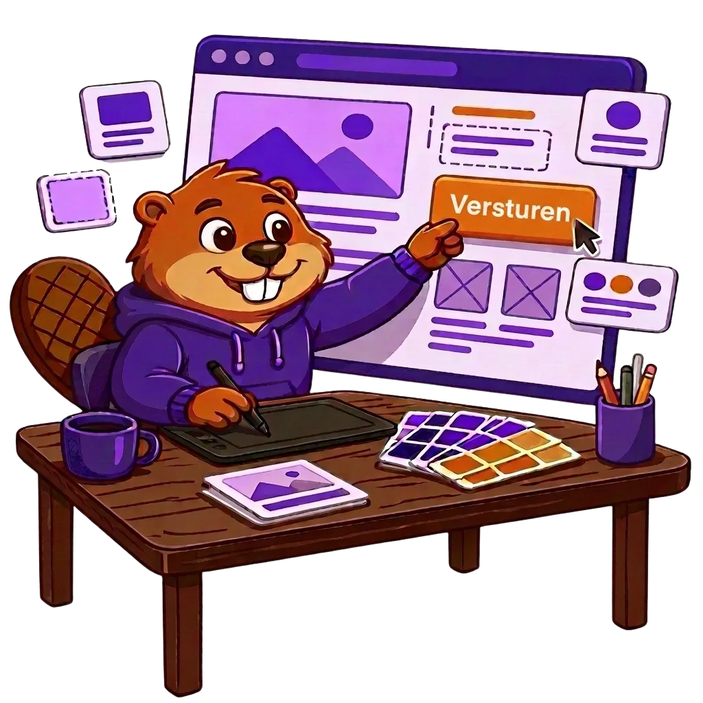 Bever-illustratie: website-ontwerp aan bureau